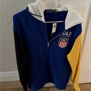 Ralph Lauren Men Blue and Yellow Hoodie